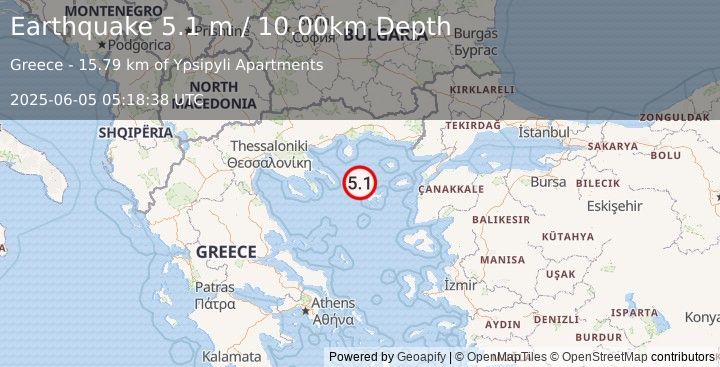 Earthquake AEGEAN SEA (4.6 mb) (2025-06-05 05:18:38 UTC)