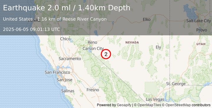 Earthquake NEVADA (2.0 ml) (2025-06-05 09:01:13 UTC)