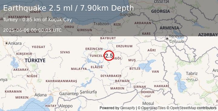 Earthquake EASTERN TURKEY (2.5 ml) (2025-06-06 00:00:04 UTC)