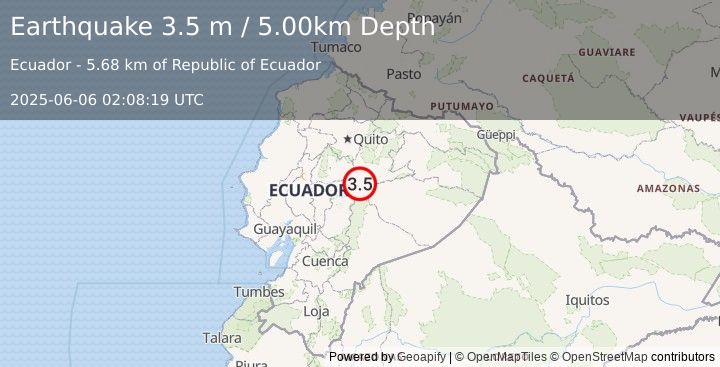 Earthquake ECUADOR (3.5 m) (2025-06-06 02:08:19 UTC)