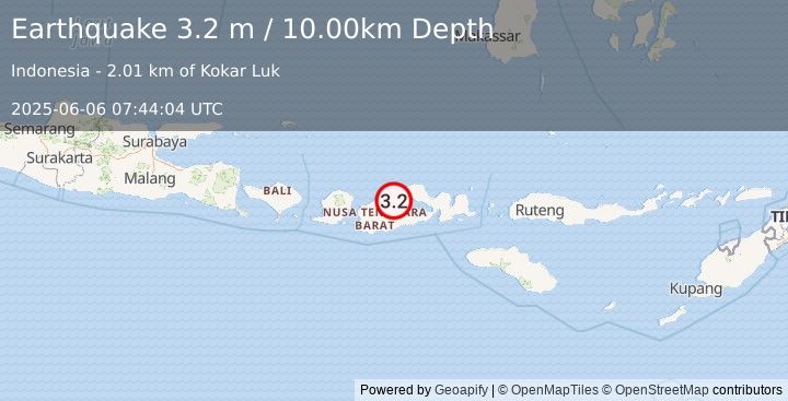 Earthquake SUMBAWA REGION, INDONESIA (3.2 m) (2025-06-06 07:44:04 UTC)