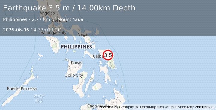 Earthquake SAMAR, PHILIPPINES (3.5 m) (2025-06-06 14:33:01 UTC)