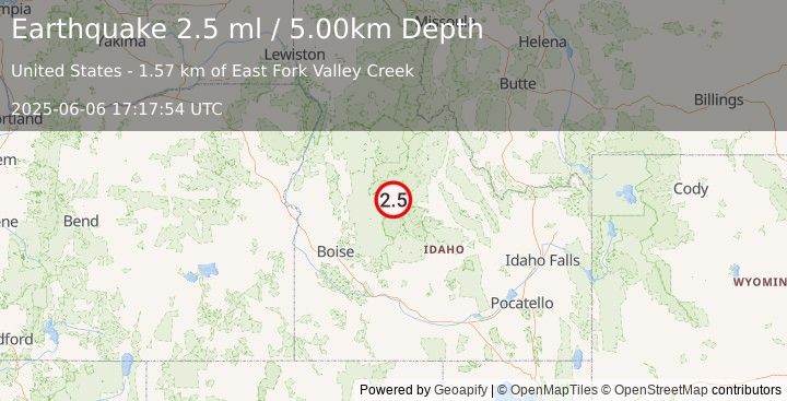 Earthquake SOUTHERN IDAHO (2.4 ml) (2025-06-06 17:17:53 UTC)