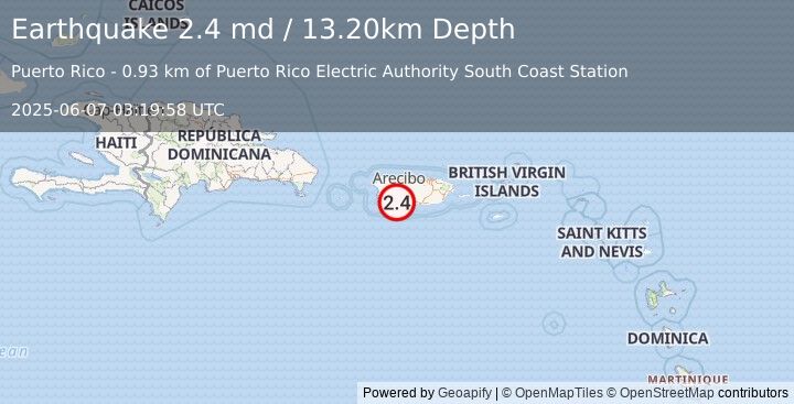 Earthquake PUERTO RICO (2.4 md) (2025-06-07 03:19:58 UTC)