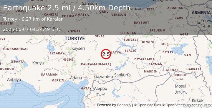 Earthquake CENTRAL TURKEY (2.5 ml) (2025-06-07 04:24:49 UTC)