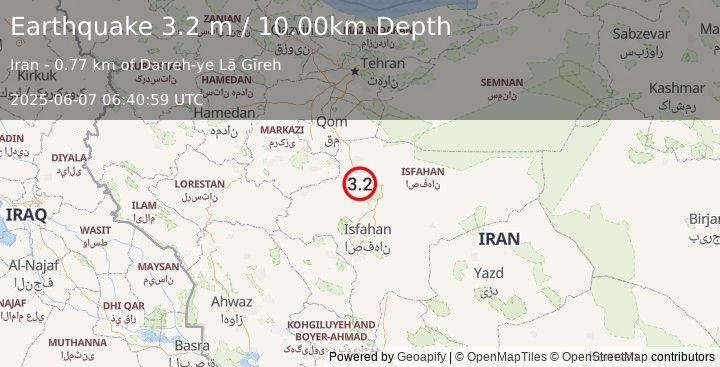 Earthquake CENTRAL IRAN (3.2 m) (2025-06-07 06:40:59 UTC)