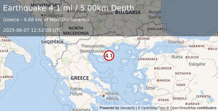 Earthquake AEGEAN SEA (4.1 ml) (2025-06-07 12:52:00 UTC)