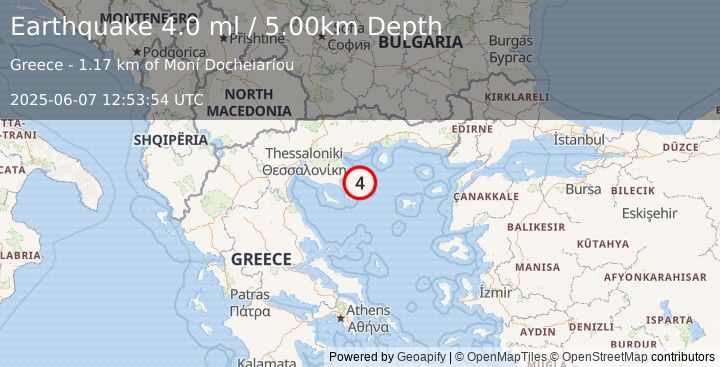 Earthquake AEGEAN SEA (4.0 ml) (2025-06-07 12:53:54 UTC)