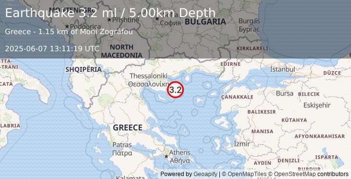 Earthquake AEGEAN SEA (3.2 ml) (2025-06-07 13:11:19 UTC)