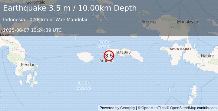 Earthquake SERAM, INDONESIA (3.5 m) (2025-06-07 13:24:39 UTC)