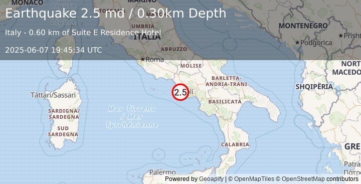 Earthquake SOUTHERN ITALY (2.5 md) (2025-06-07 19:45:34 UTC)