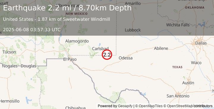 Earthquake NEW MEXICO (2.2 ml) (2025-06-08 03:57:33 UTC)