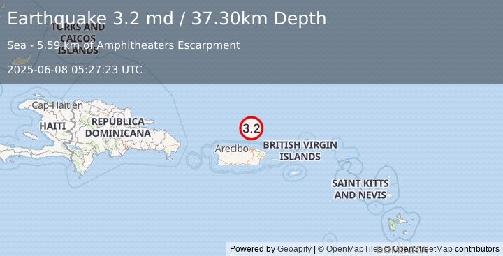 Earthquake PUERTO RICO REGION (3.2 md) (2025-06-08 05:27:23 UTC)