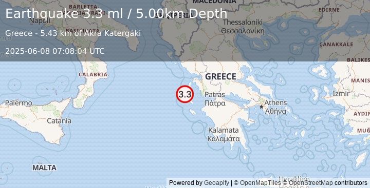 Earthquake GREECE (3.2 ml) (2025-06-08 07:08:03 UTC)