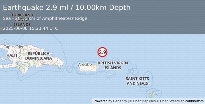 Earthquake PUERTO RICO REGION (2.9 ml) (2025-06-08 15:23:44 UTC)
