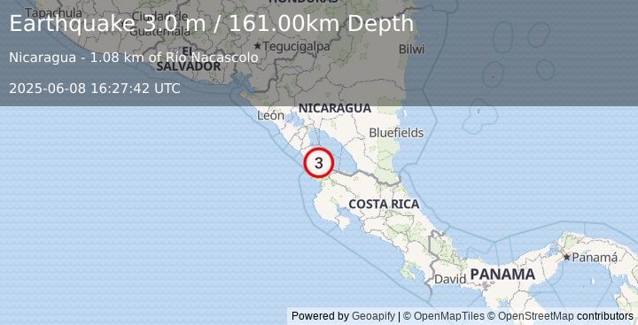 Earthquake NICARAGUA (3.0 m) (2025-06-08 16:27:42 UTC)