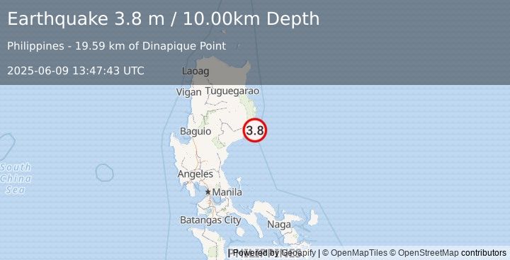 Earthquake LUZON, PHILIPPINES (3.8 m) (2025-06-09 13:47:43 UTC)