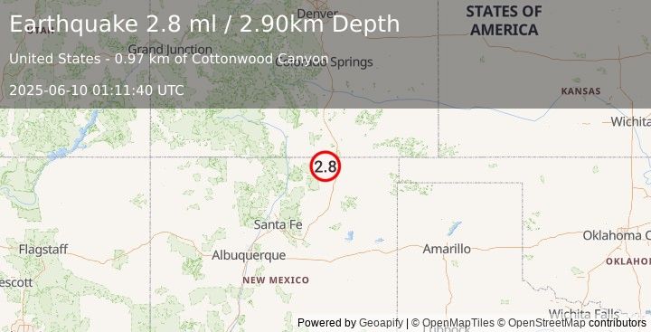 Earthquake NEW MEXICO (2.8 ml) (2025-06-10 01:11:40 UTC)