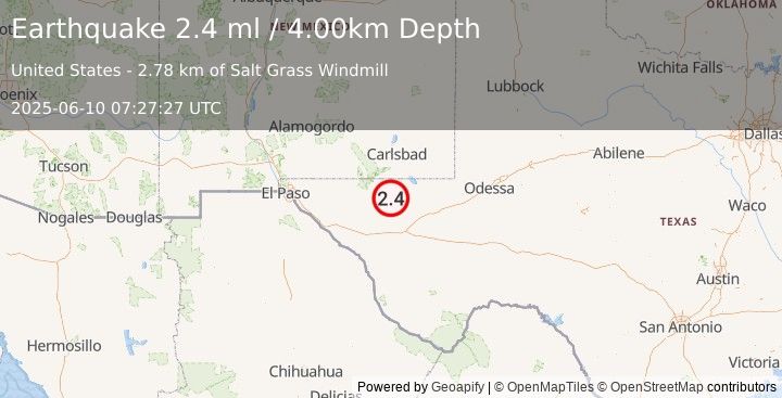 Earthquake WESTERN TEXAS (2.4 ml) (2025-06-10 07:27:27 UTC)