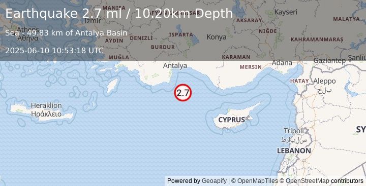 Earthquake WESTERN TURKEY (2.5 ml) (2025-06-10 10:53:20 UTC)