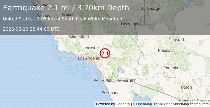 Earthquake SOUTHERN CALIFORNIA (2.1 ml) (2025-06-10 22:44:00 UTC)