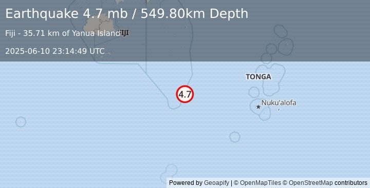 Earthquake FIJI REGION (4.7 mb) (2025-06-10 23:14:49 UTC)