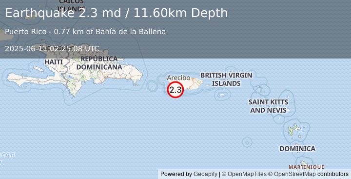 Earthquake PUERTO RICO (2.3 md) (2025-06-11 02:25:08 UTC)