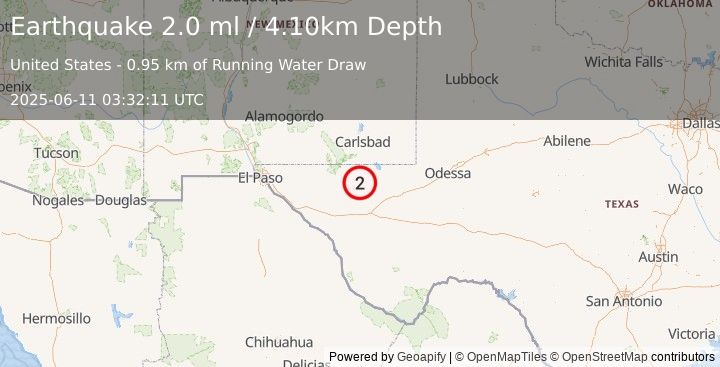 Earthquake WESTERN TEXAS (2.0 ml) (2025-06-11 03:32:11 UTC)