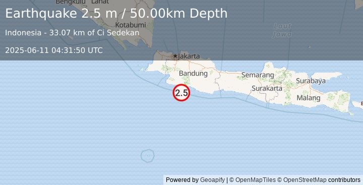 Earthquake JAVA, INDONESIA (2.5 m) (2025-06-11 04:31:50 UTC)