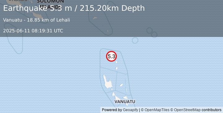 Earthquake VANUATU (5.2 mw) (2025-06-11 08:19:31 UTC)