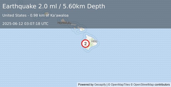 Earthquake ISLAND OF HAWAII, HAWAII (2.0 ml) (2025-06-12 03:07:18 UTC)