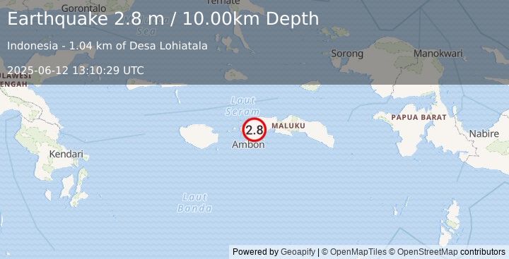 Earthquake SERAM, INDONESIA (2.8 m) (2025-06-12 13:10:29 UTC)