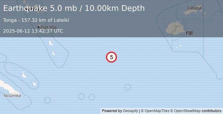 Earthquake VANUATU REGION (4.9 mb) (2025-06-12 13:42:36 UTC)