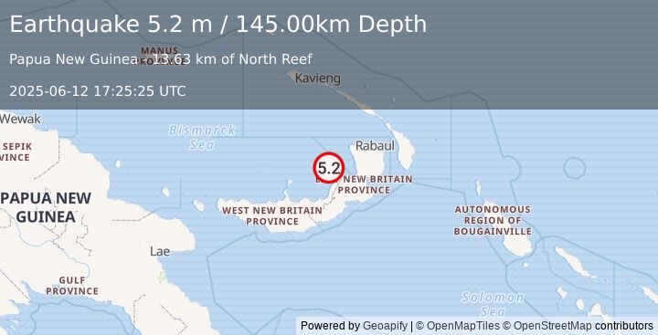 Earthquake NEW BRITAIN REGION, P.N.G. (5.2 m) (2025-06-12 17:25:25 UTC)