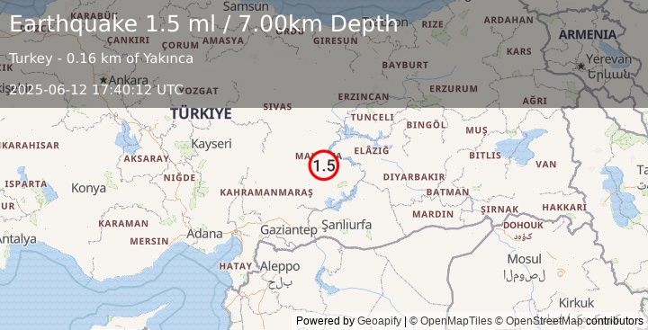 Earthquake EASTERN TURKEY (1.5 ml) (2025-06-12 17:40:12 UTC)