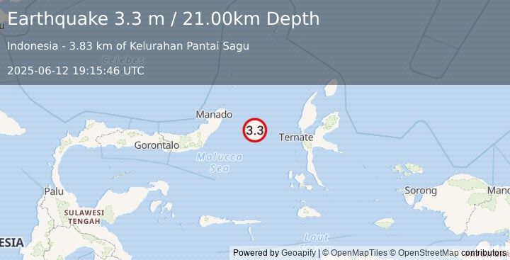 Earthquake MOLUCCA SEA (3.3 m) (2025-06-12 19:15:46 UTC)