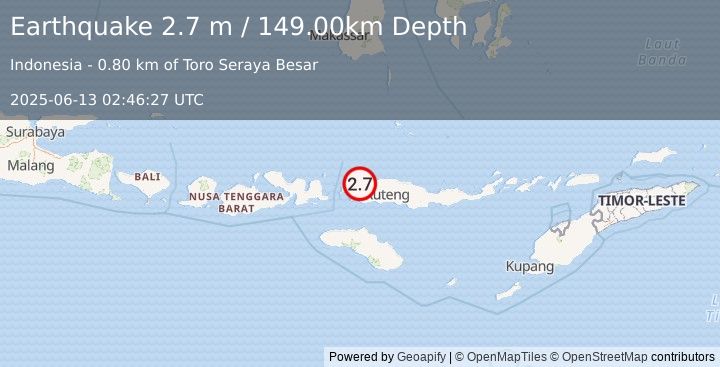 Earthquake FLORES REGION, INDONESIA (2.7 m) (2025-06-13 02:46:27 UTC)