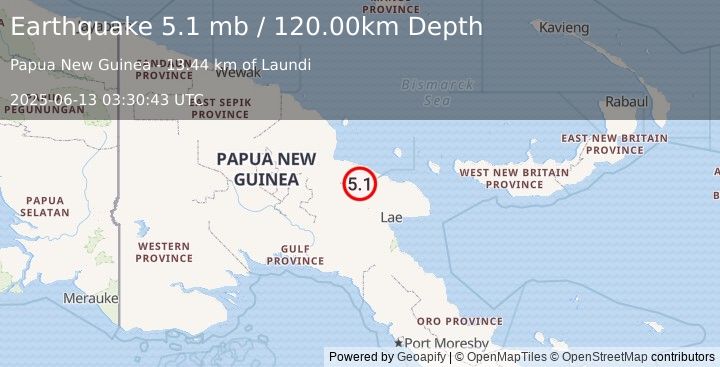 Earthquake EASTERN NEW GUINEA REG., P.N.G. (4.8 mb) (2025-06-13 03:30:41 UTC)