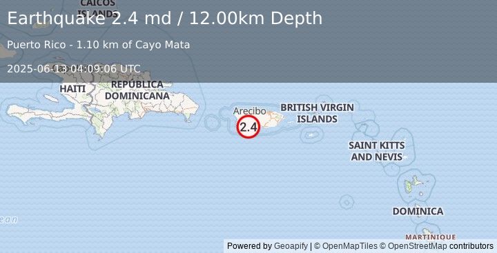 Earthquake PUERTO RICO (2.4 md) (2025-06-13 04:09:06 UTC)