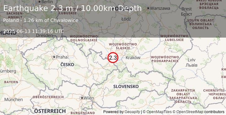 Earthquake POLAND (2.3 m) (2025-06-13 11:39:14 UTC)