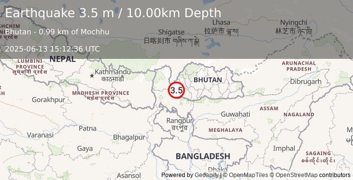 Earthquake BHUTAN (3.5 m) (2025-06-13 15:12:36 UTC)