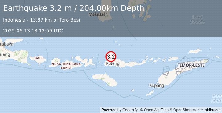 Earthquake FLORES REGION, INDONESIA (3.2 m) (2025-06-13 18:12:59 UTC)