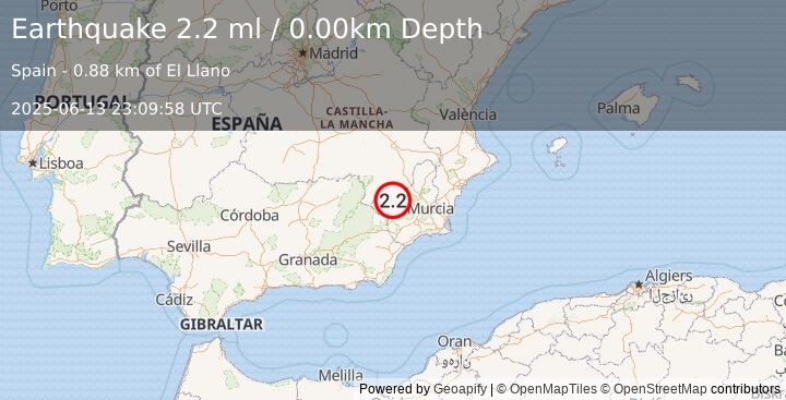 Earthquake SPAIN (2.2 ml) (2025-06-13 23:09:58 UTC)
