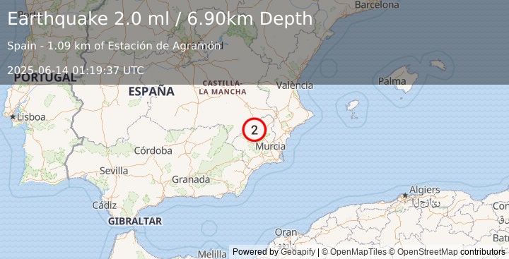 Earthquake SPAIN (2.0 ml) (2025-06-14 01:19:37 UTC)