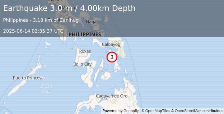 Earthquake LEYTE, PHILIPPINES (3.0 m) (2025-06-14 02:35:37 UTC)