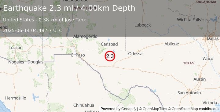Earthquake WESTERN TEXAS (2.3 ml) (2025-06-14 04:49:24 UTC)