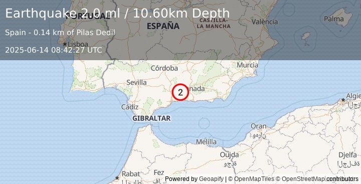 Earthquake SPAIN (2.0 ml) (2025-06-14 08:42:27 UTC)