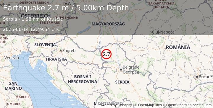 Earthquake SERBIA (2.7 m) (2025-06-14 12:49:54 UTC)
