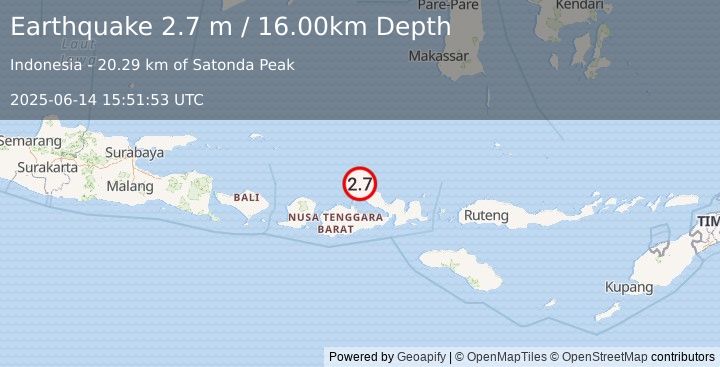 Earthquake BALI SEA (2.7 m) (2025-06-14 15:51:53 UTC)