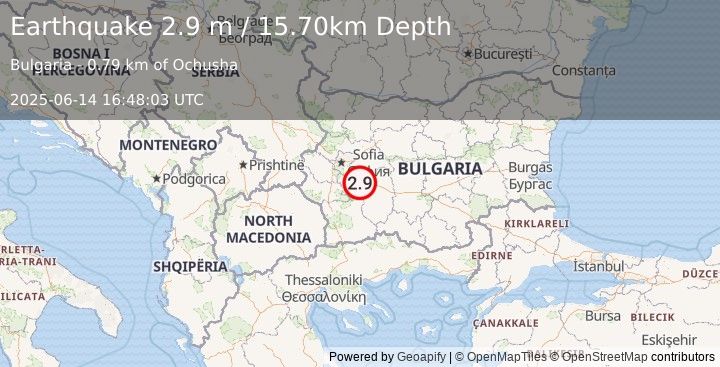 Earthquake BULGARIA (2.9 m) (2025-06-14 16:48:03 UTC)